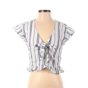 🌸Abercrombie & Fitch White Striped Tie Blouse